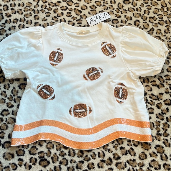Sequin Football Round Neck Short Sleeve T-Shirt main image 0